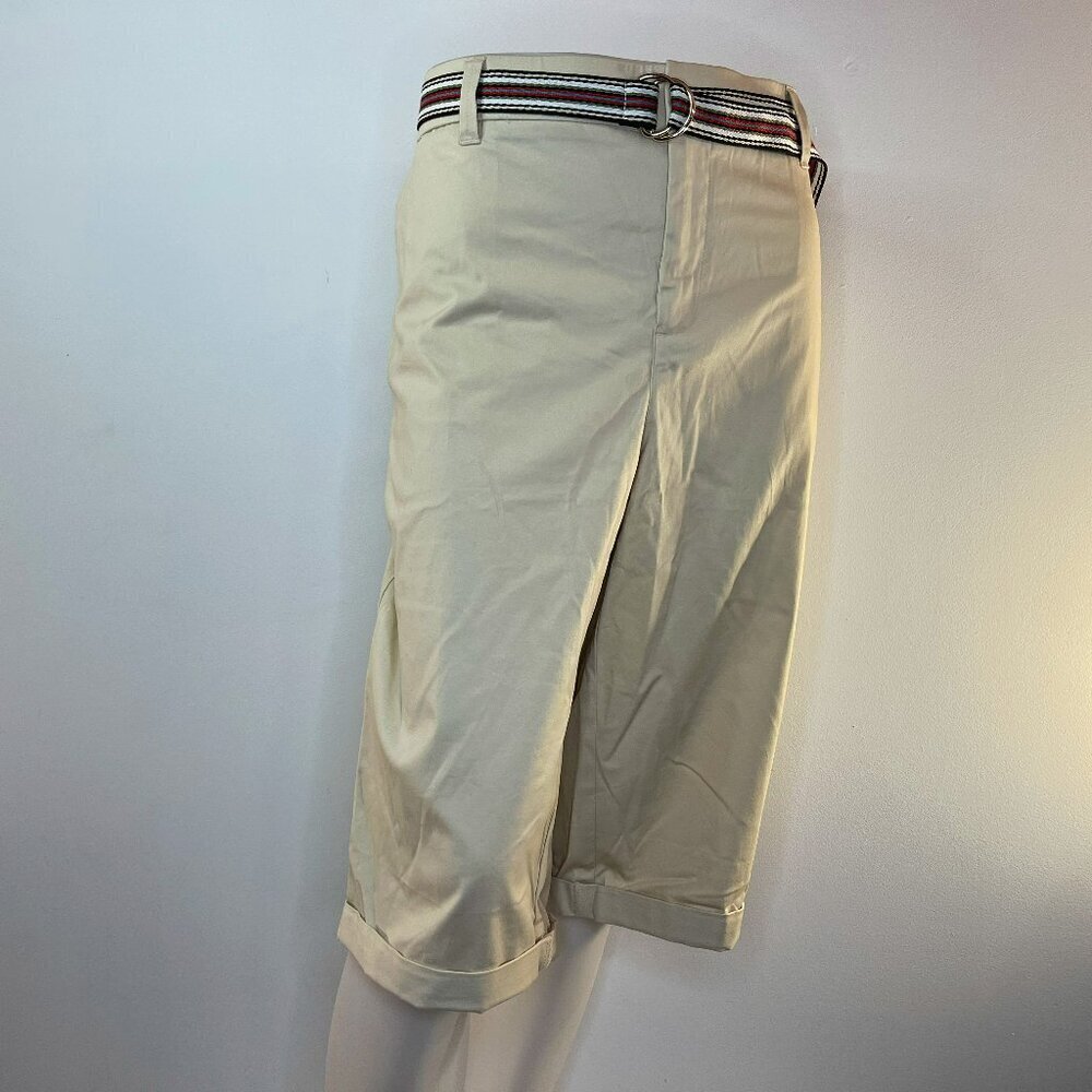 RAFAELLA Women's Modern Weekend Ivory Capri Pants w/ Belt - Size 16W - NWT